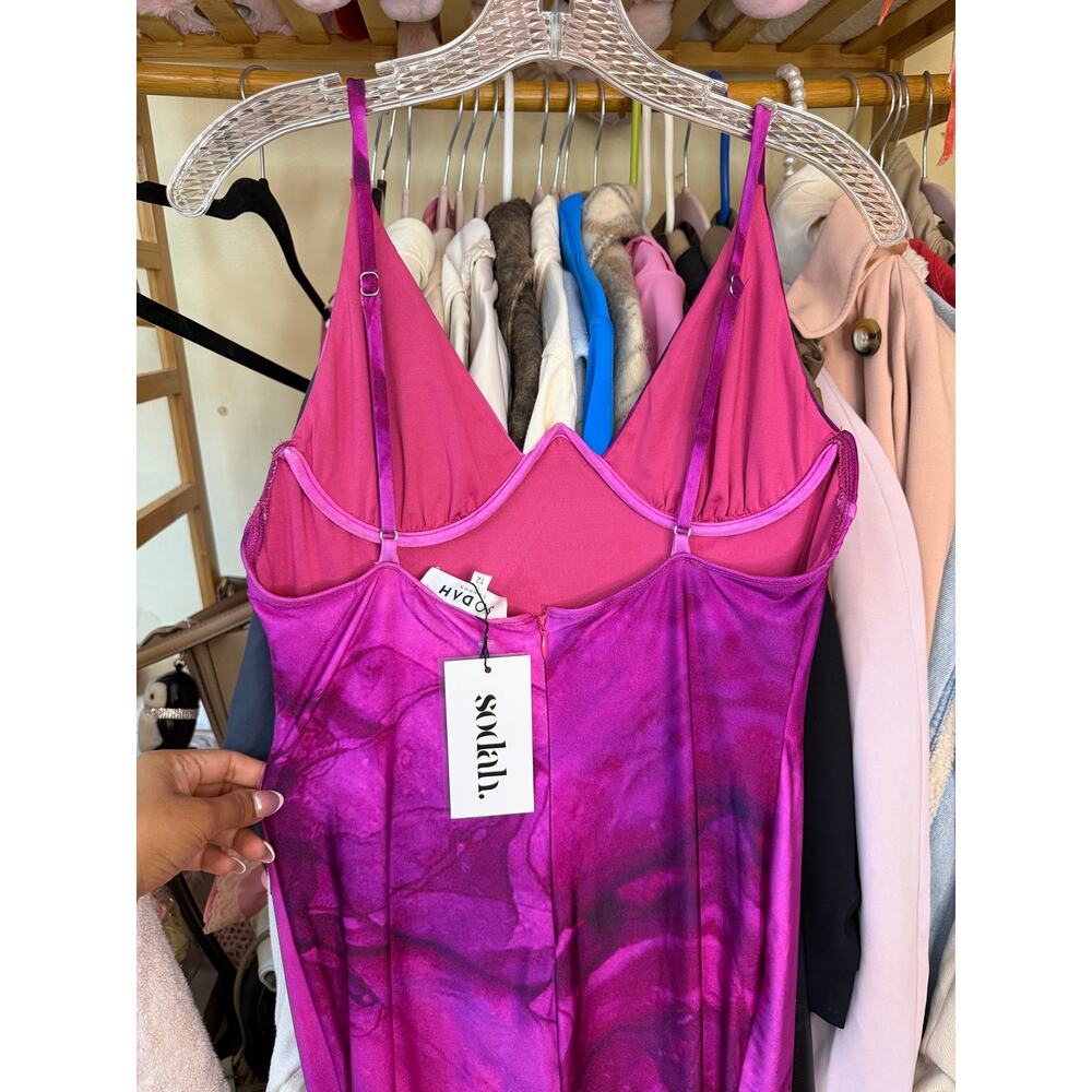 Sodah London Sweetie Maxi Dress Pink Side Slit Bodycon Sexy Size 12 Large - Picture 12 of 14